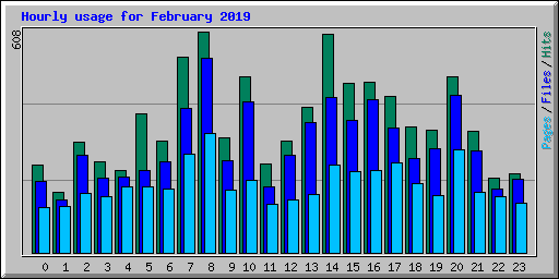 Hourly usage for February 2019